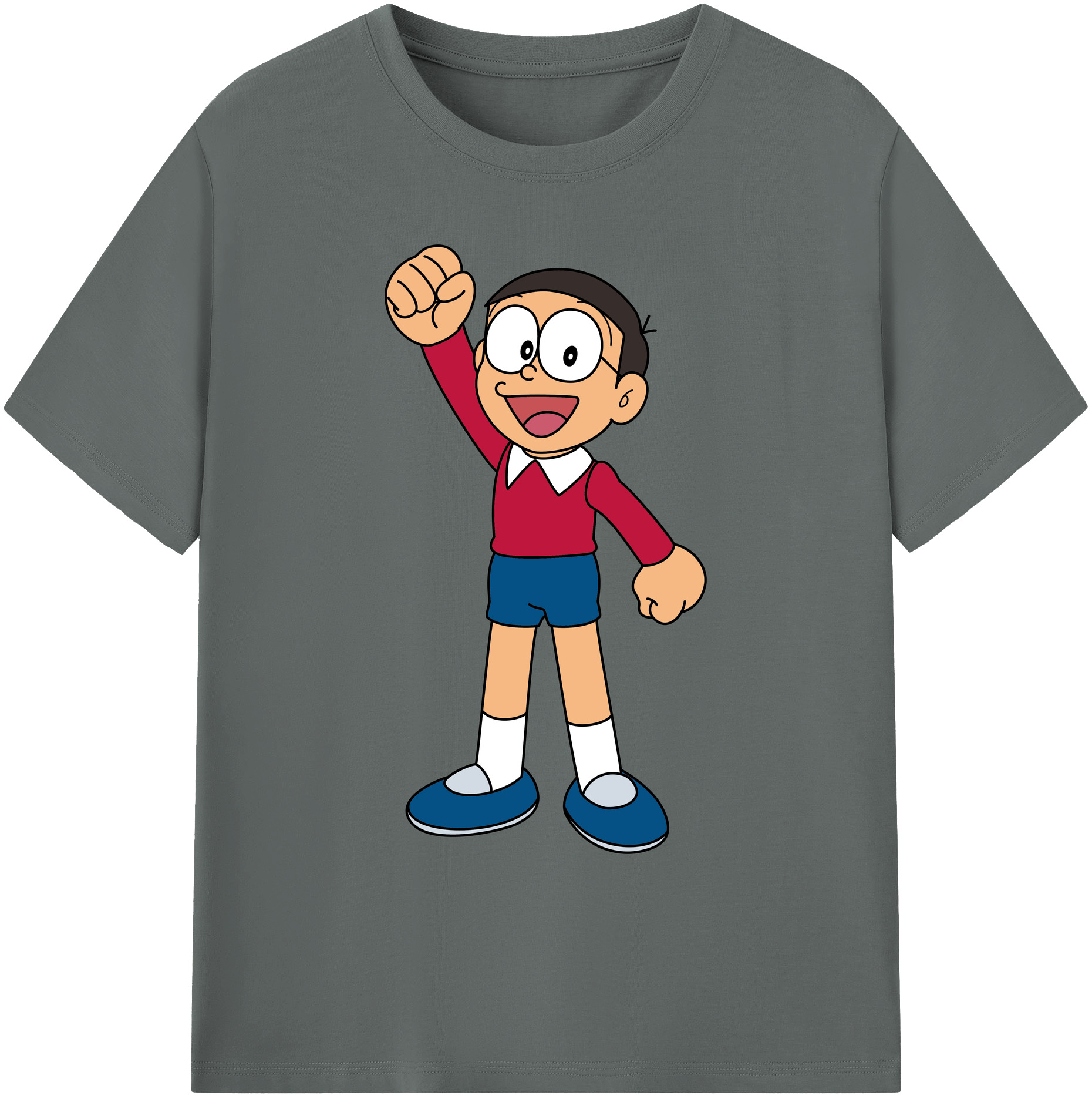 （画像用） ドラえもん 野比 のび太 Doraemon Nobita Nobi 綿100％ メンズ半袖Tシャツ｜肌触りやわらか＆通気性